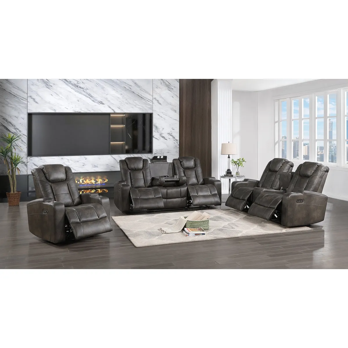 Power Reclining Console Loveseat with USB Ports and Cupholders