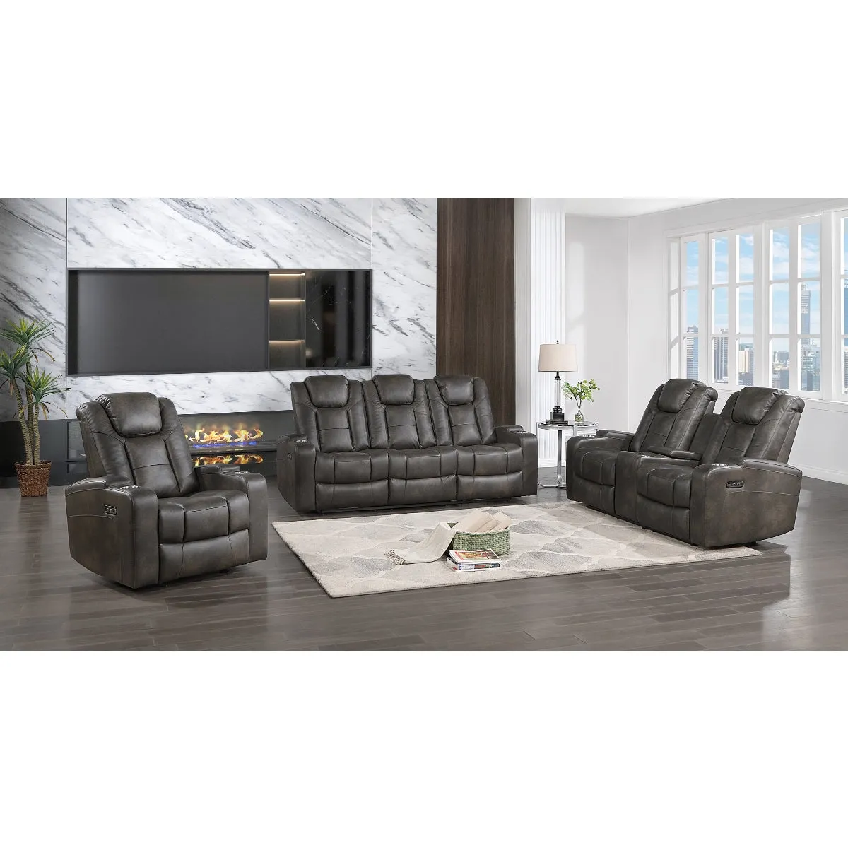 Power Reclining Console Loveseat with USB Ports and Cupholders