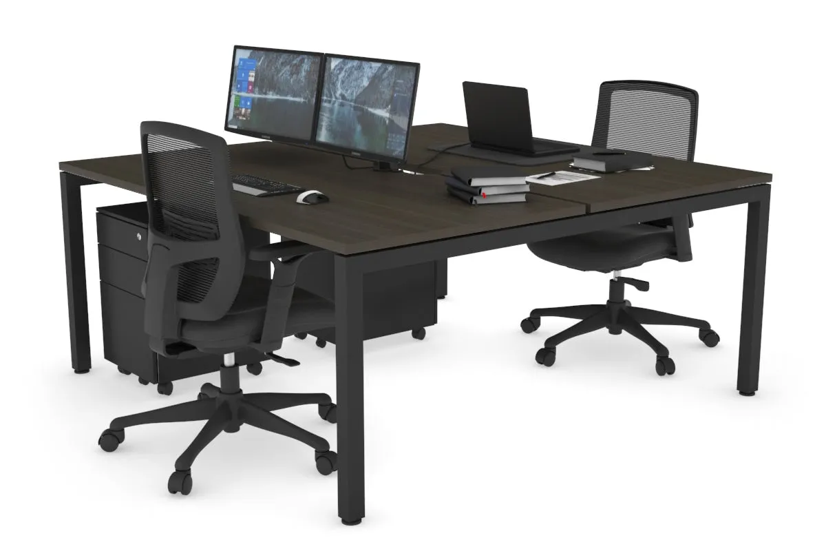 Quadro Square Legs 2 Person Office Workstation [1200L x 800W with Cable Scallop]