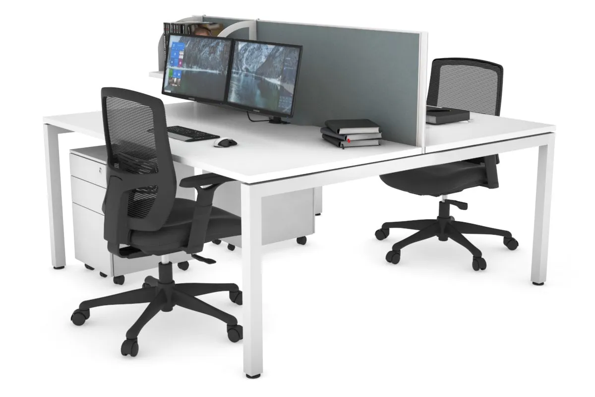 Quadro Square Legs 2 Person Office Workstation [1200L x 800W with Cable Scallop]