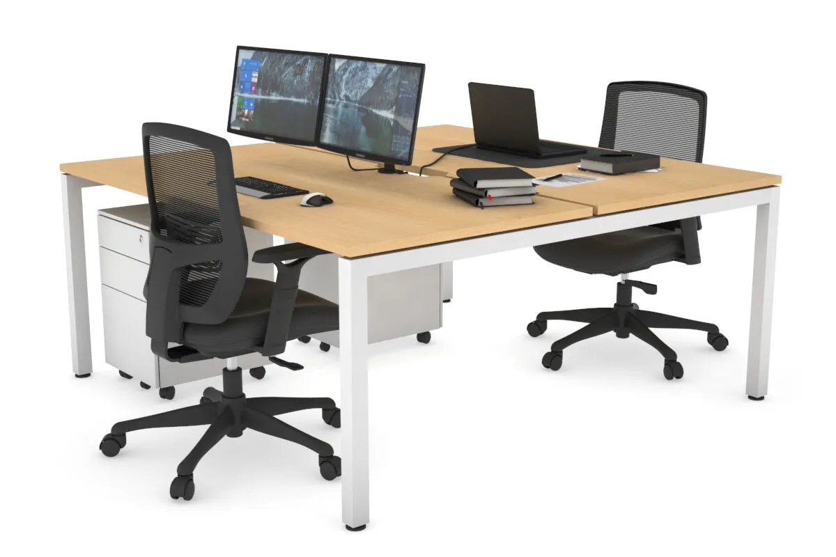 Quadro Square Legs 2 Person Office Workstation [1200L x 800W with Cable Scallop]