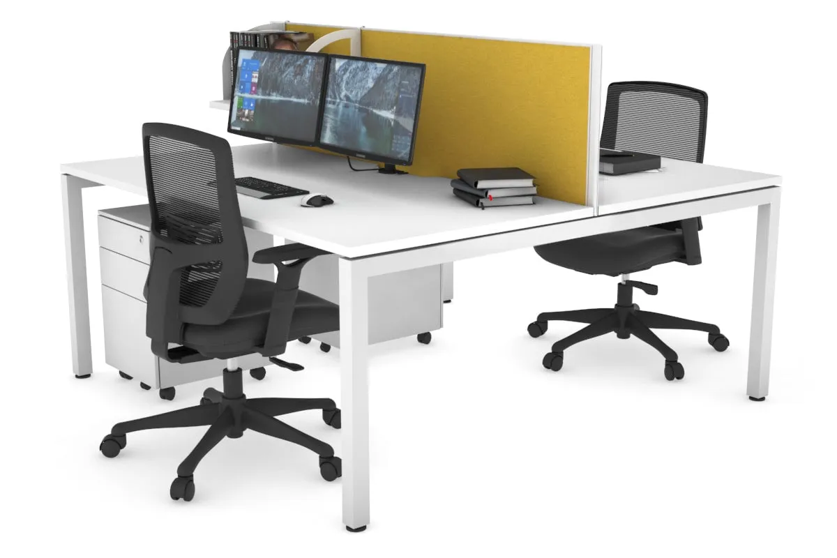 Quadro Square Legs 2 Person Office Workstation [1200L x 800W with Cable Scallop]