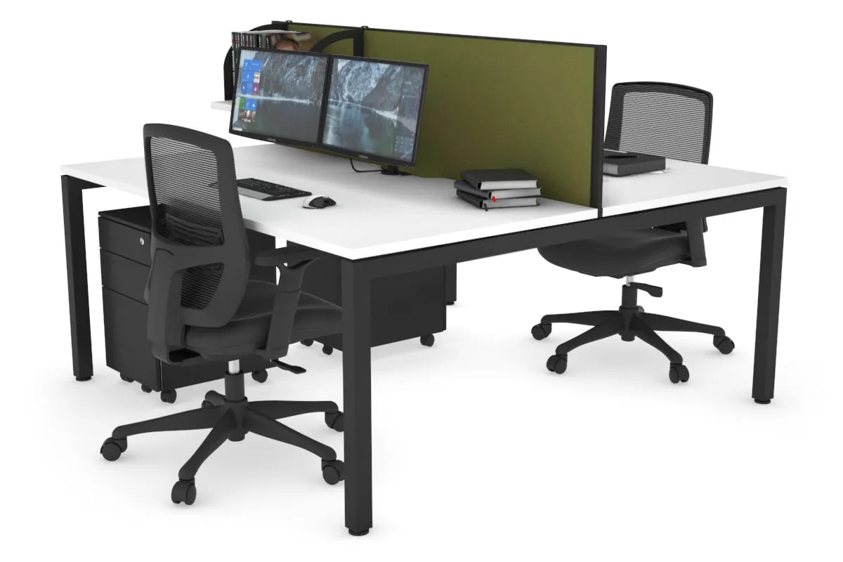 Quadro Square Legs 2 Person Office Workstation [1200L x 800W with Cable Scallop]