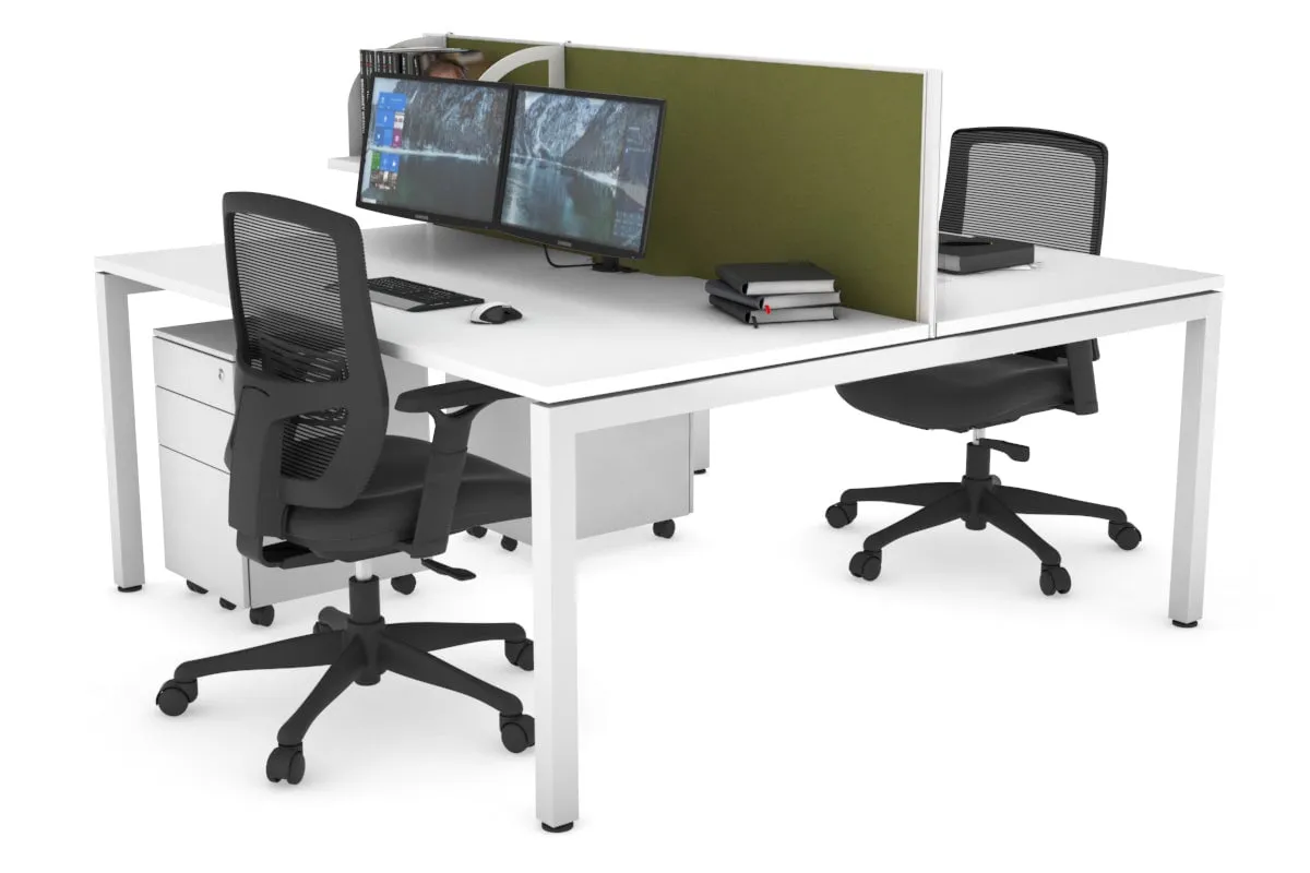 Quadro Square Legs 2 Person Office Workstation [1200L x 800W with Cable Scallop]