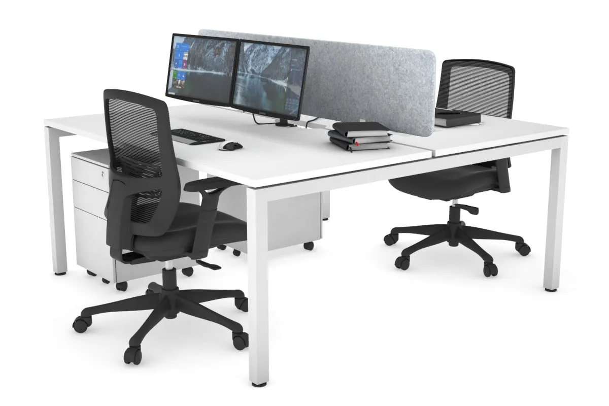 Quadro Square Legs 2 Person Office Workstation [1200L x 800W with Cable Scallop]