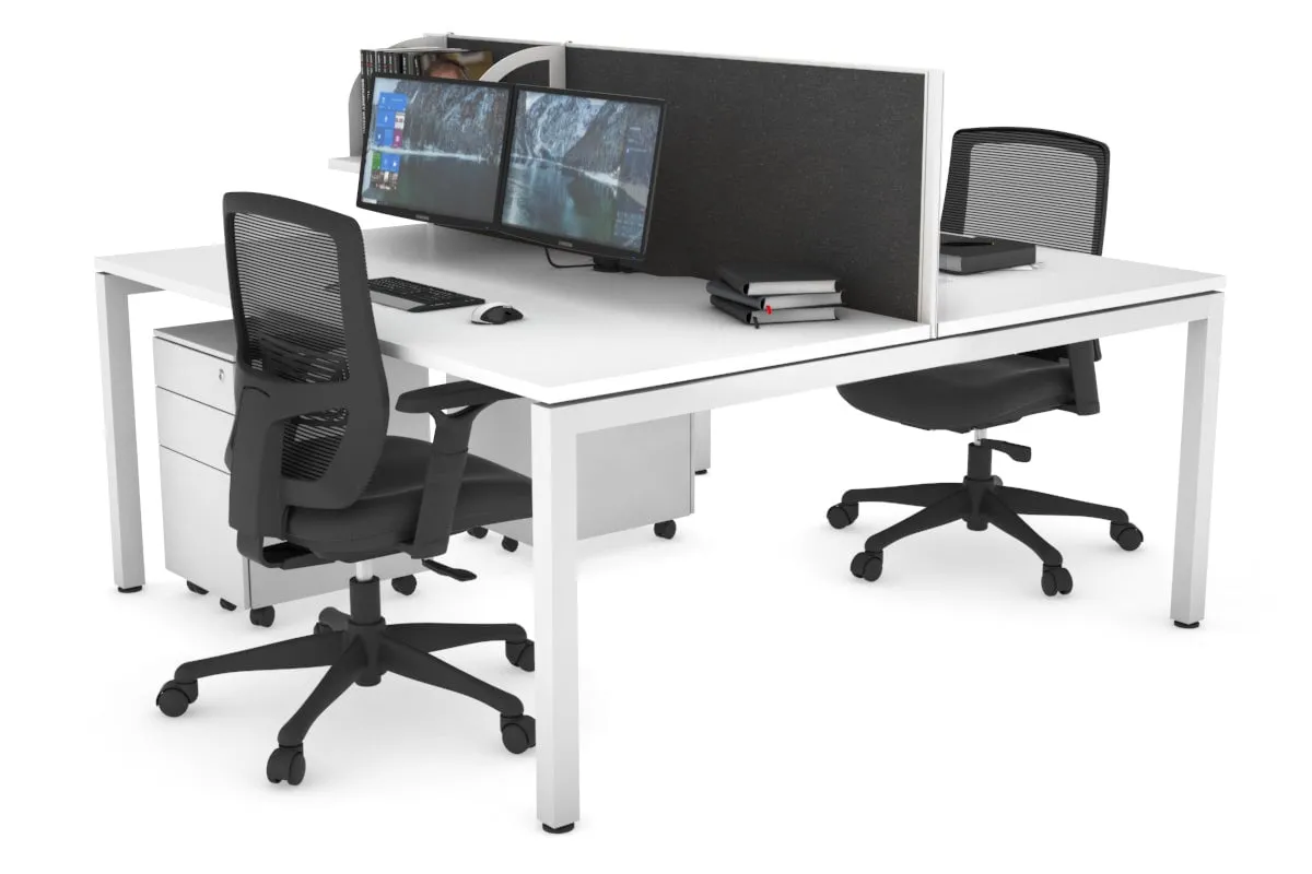 Quadro Square Legs 2 Person Office Workstation [1200L x 800W with Cable Scallop]