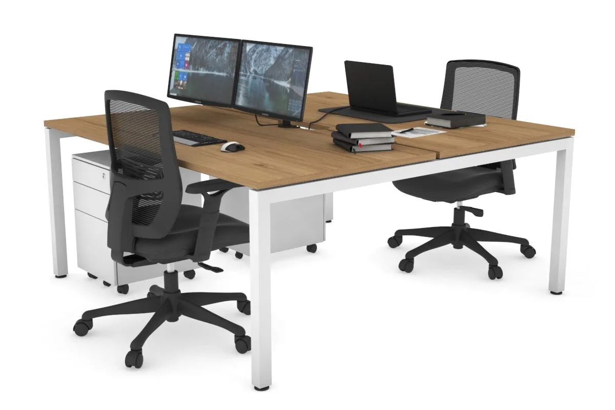 Quadro Square Legs 2 Person Office Workstation [1200L x 800W with Cable Scallop]