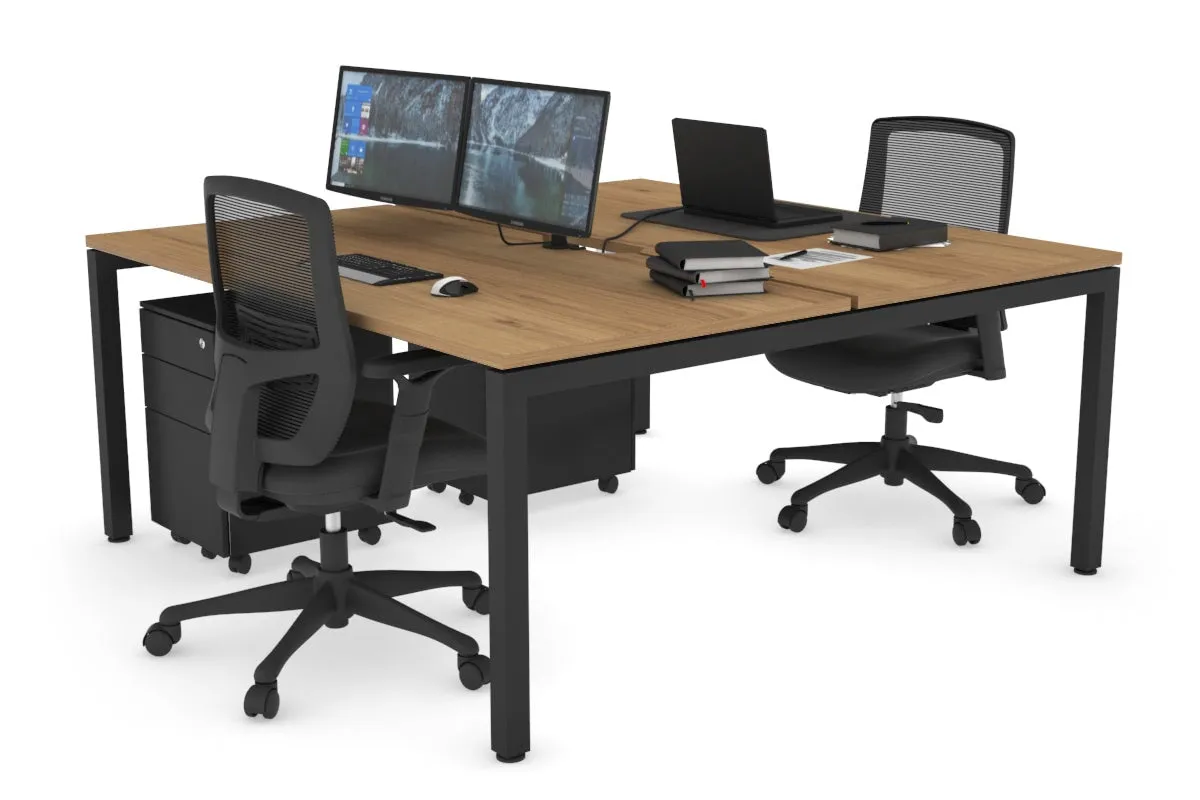 Quadro Square Legs 2 Person Office Workstation [1200L x 800W with Cable Scallop]