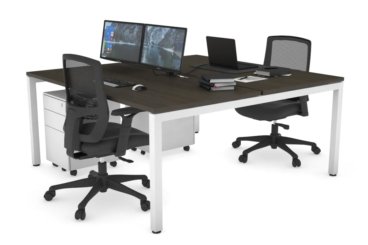 Quadro Square Legs 2 Person Office Workstation [1200L x 800W with Cable Scallop]