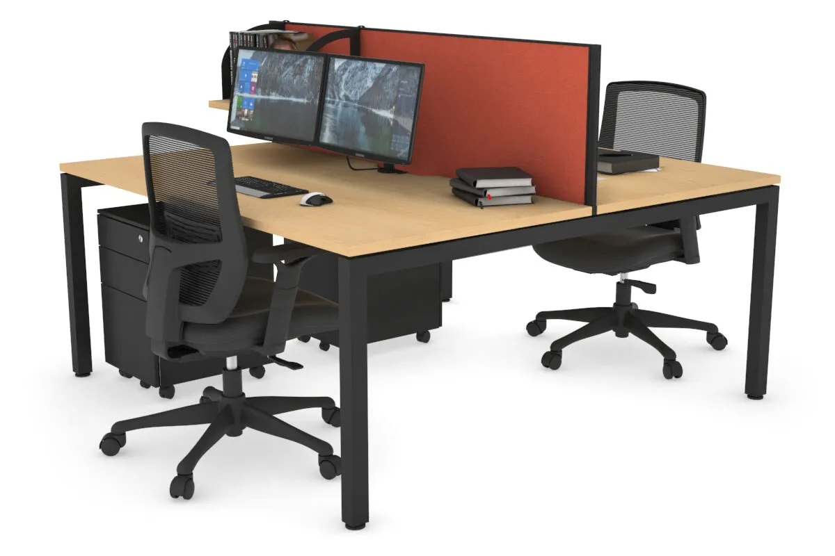 Quadro Square Legs 2 Person Office Workstation [1200L x 800W with Cable Scallop]