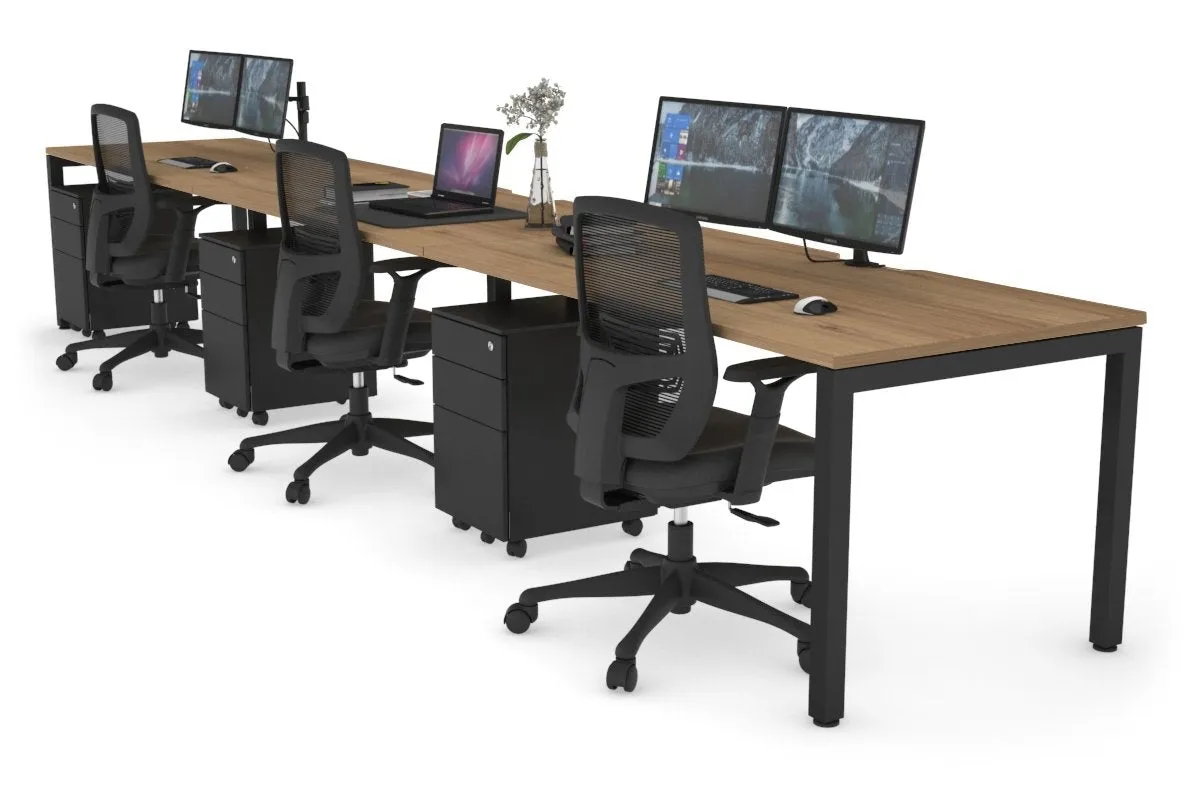 Quadro Square Legs 3 Person Run Office Workstation [1200L x 800W with Cable Scallop]