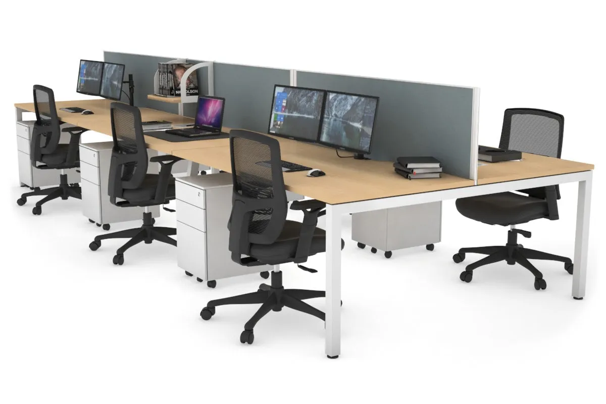 Quadro Square Legs 6 Person Office Workstation [1800L x 800W with Cable Scallop]