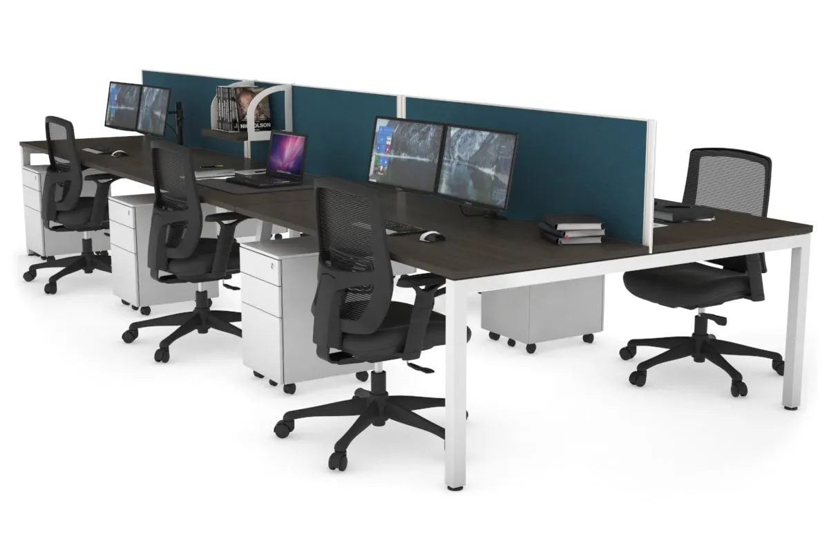 Quadro Square Legs 6 Person Office Workstation [1800L x 800W with Cable Scallop]