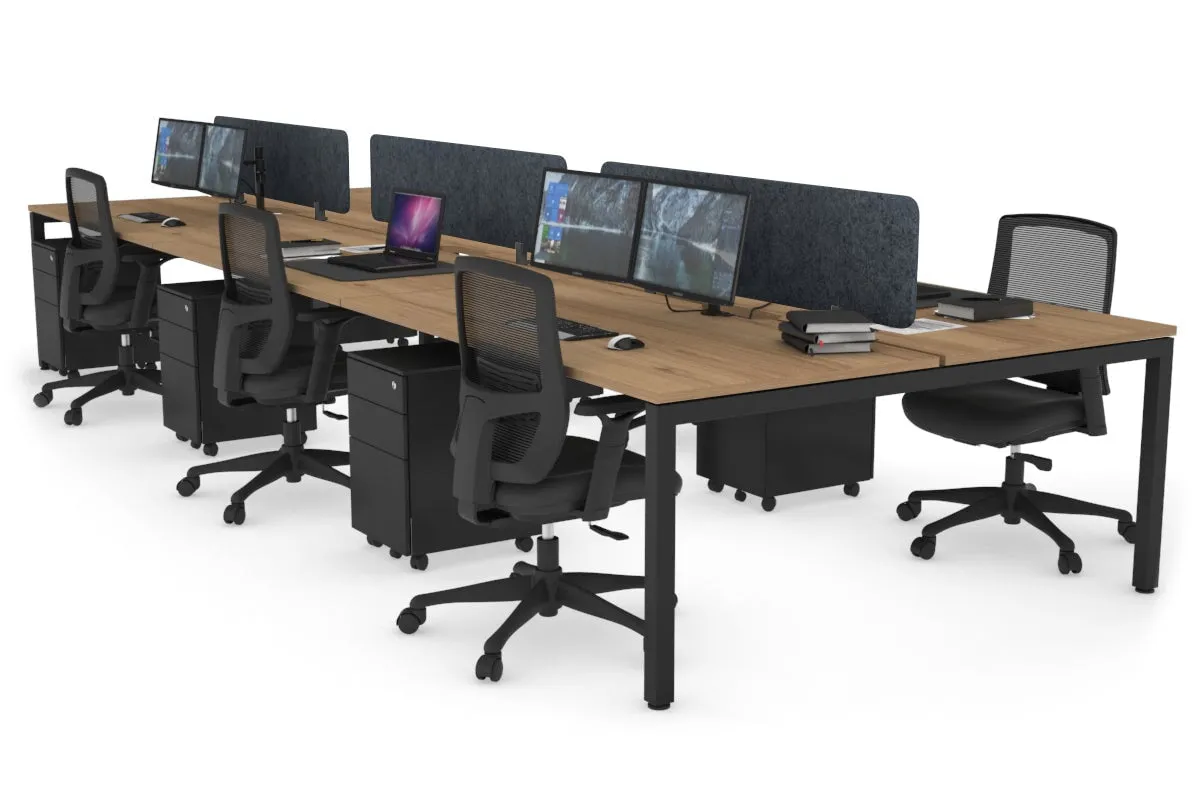 Quadro Square Legs 6 Person Office Workstation [1800L x 800W with Cable Scallop]