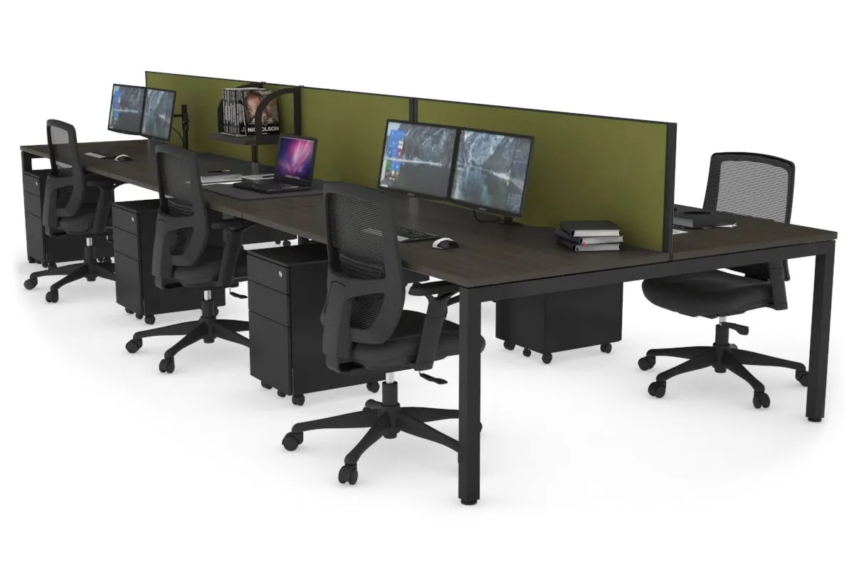 Quadro Square Legs 6 Person Office Workstation [1800L x 800W with Cable Scallop]