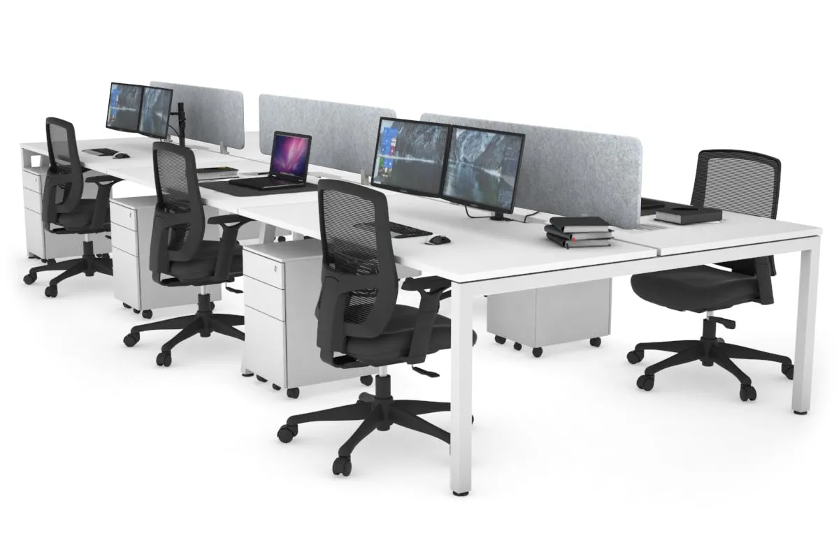 Quadro Square Legs 6 Person Office Workstation [1800L x 800W with Cable Scallop]