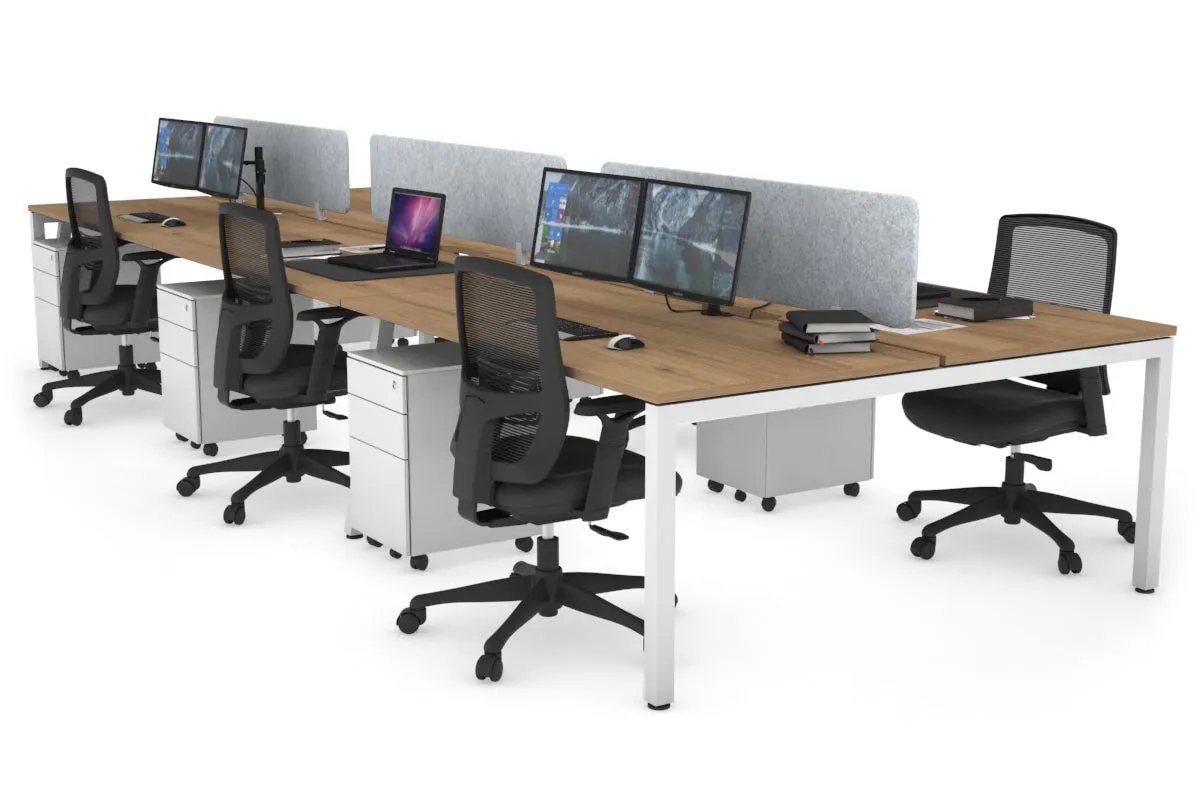 Quadro Square Legs 6 Person Office Workstation [1800L x 800W with Cable Scallop]