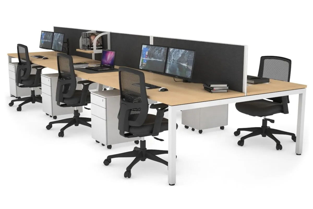 Quadro Square Legs 6 Person Office Workstation [1800L x 800W with Cable Scallop]