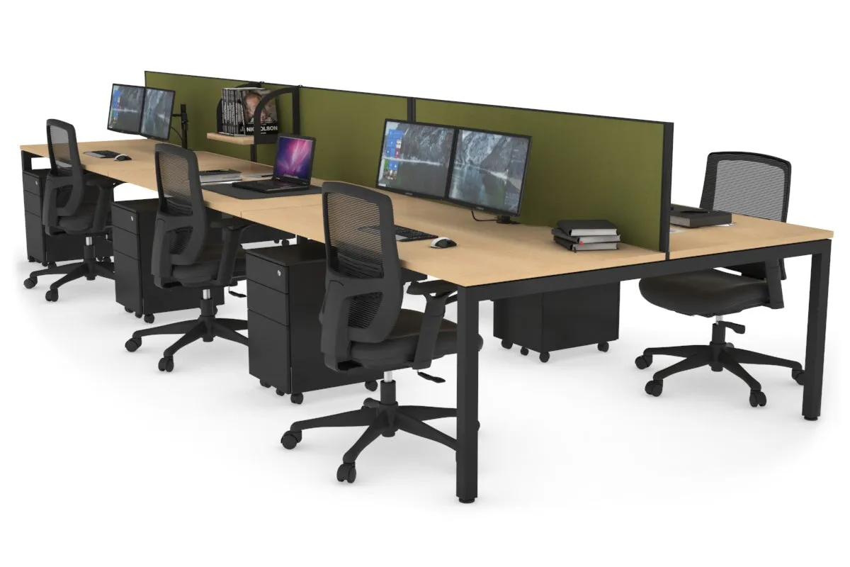 Quadro Square Legs 6 Person Office Workstation [1800L x 800W with Cable Scallop]