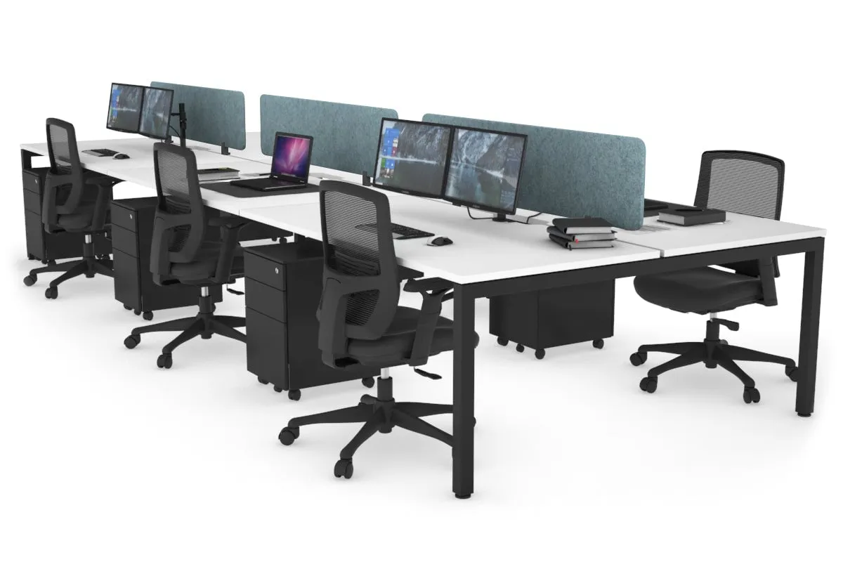 Quadro Square Legs 6 Person Office Workstation [1800L x 800W with Cable Scallop]