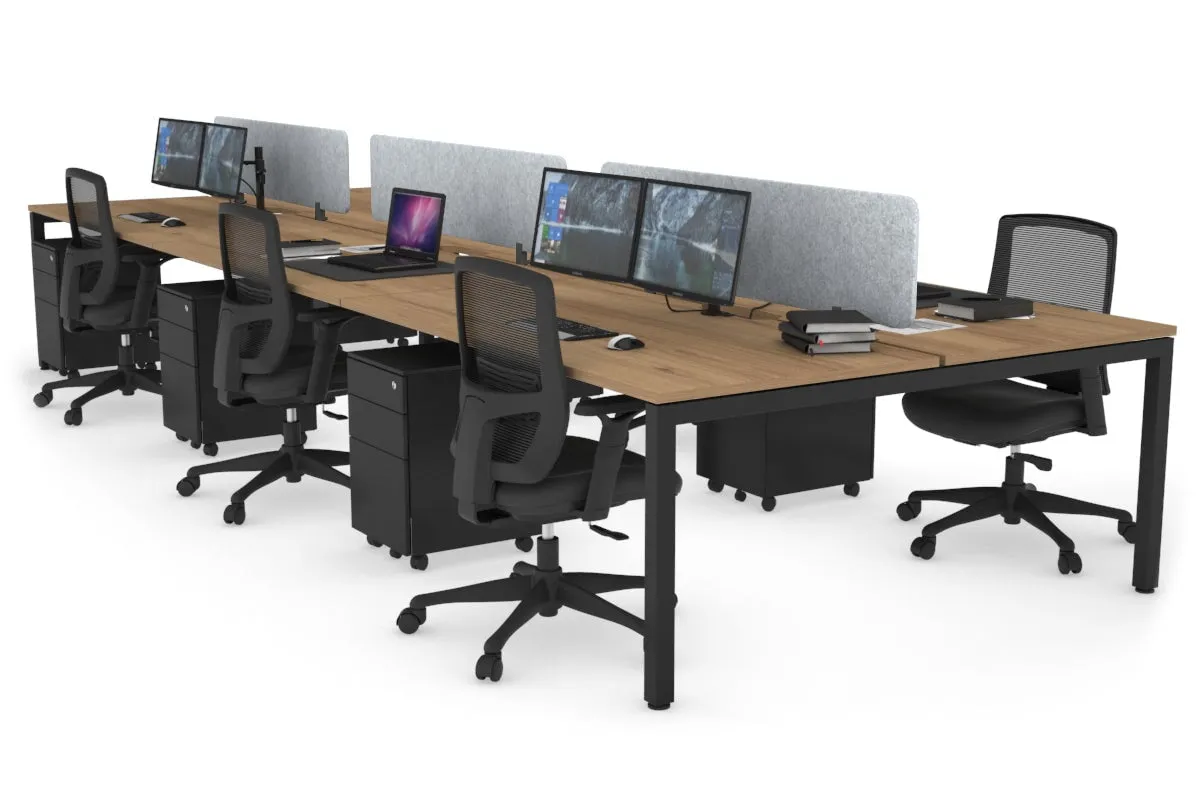 Quadro Square Legs 6 Person Office Workstation [1800L x 800W with Cable Scallop]