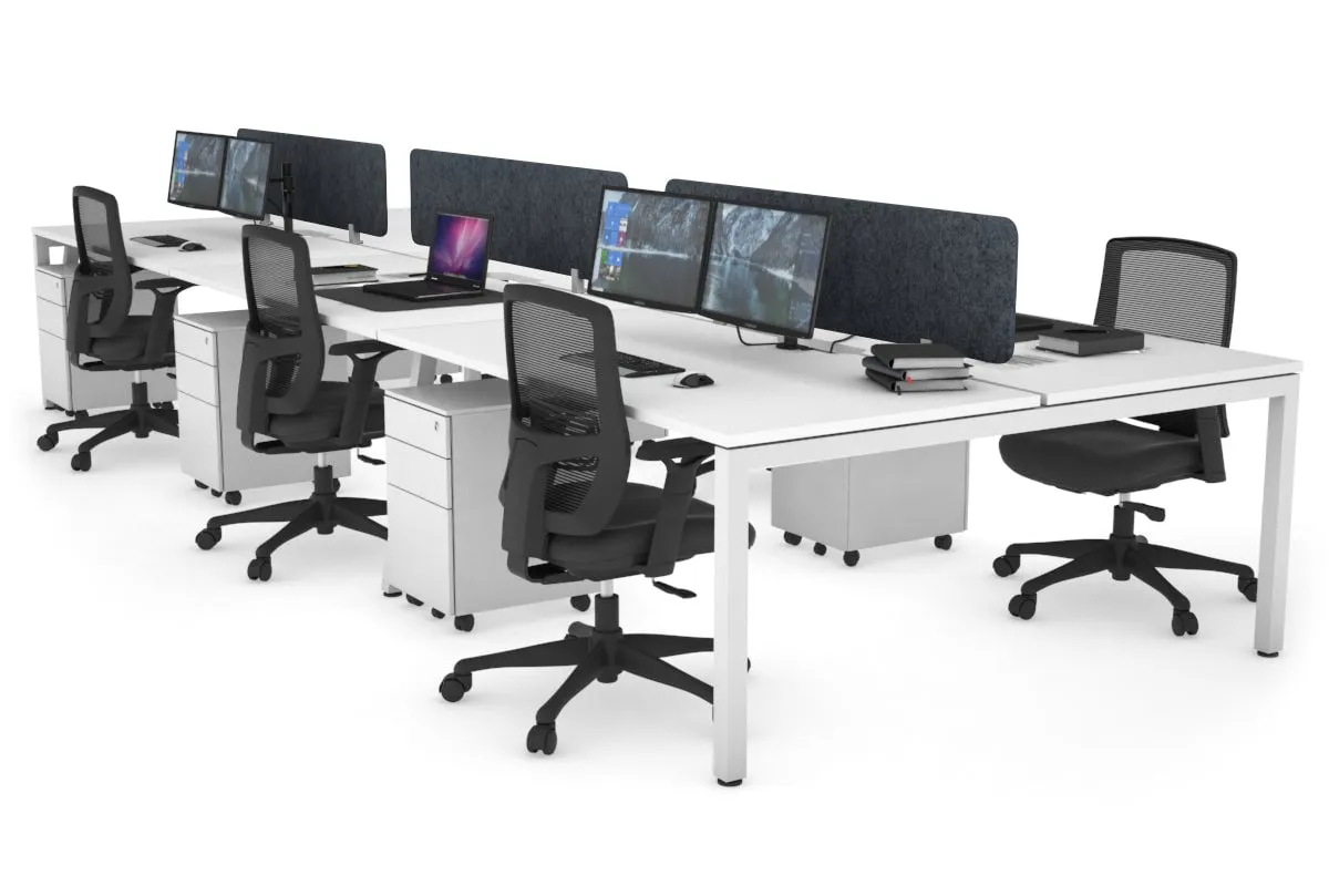 Quadro Square Legs 6 Person Office Workstation [1800L x 800W with Cable Scallop]