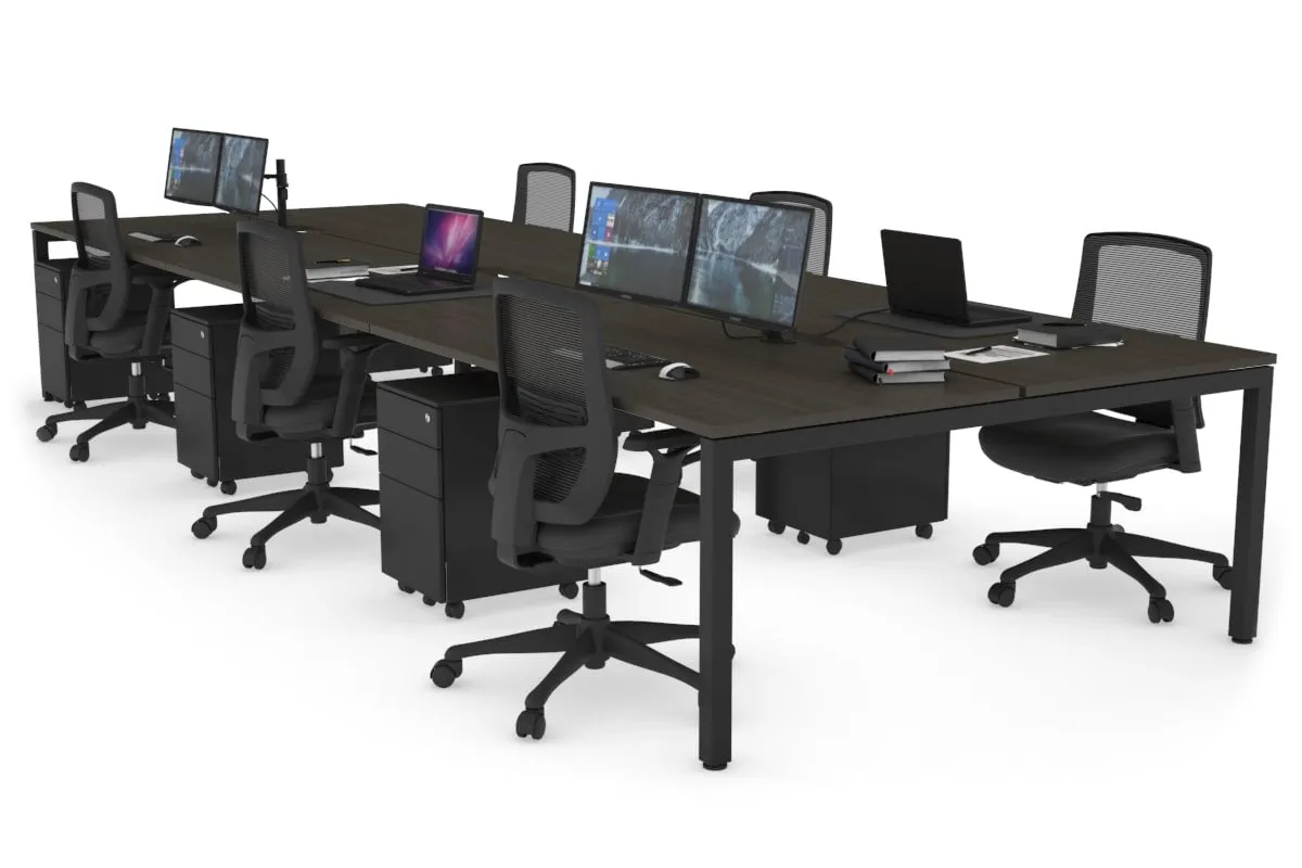 Quadro Square Legs 6 Person Office Workstation [1800L x 800W with Cable Scallop]