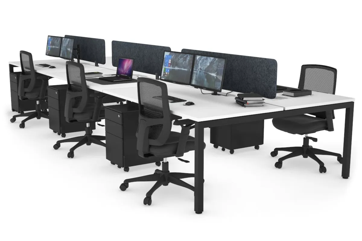 Quadro Square Legs 6 Person Office Workstation [1800L x 800W with Cable Scallop]