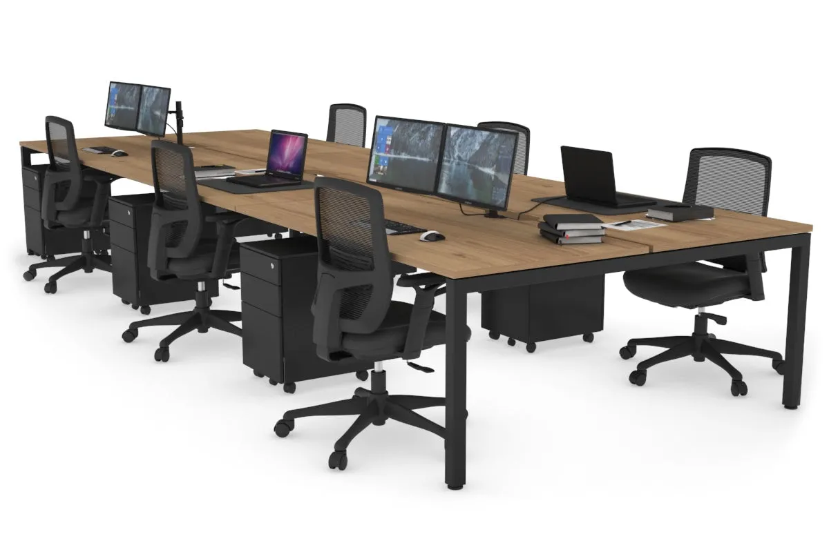 Quadro Square Legs 6 Person Office Workstation [1800L x 800W with Cable Scallop]