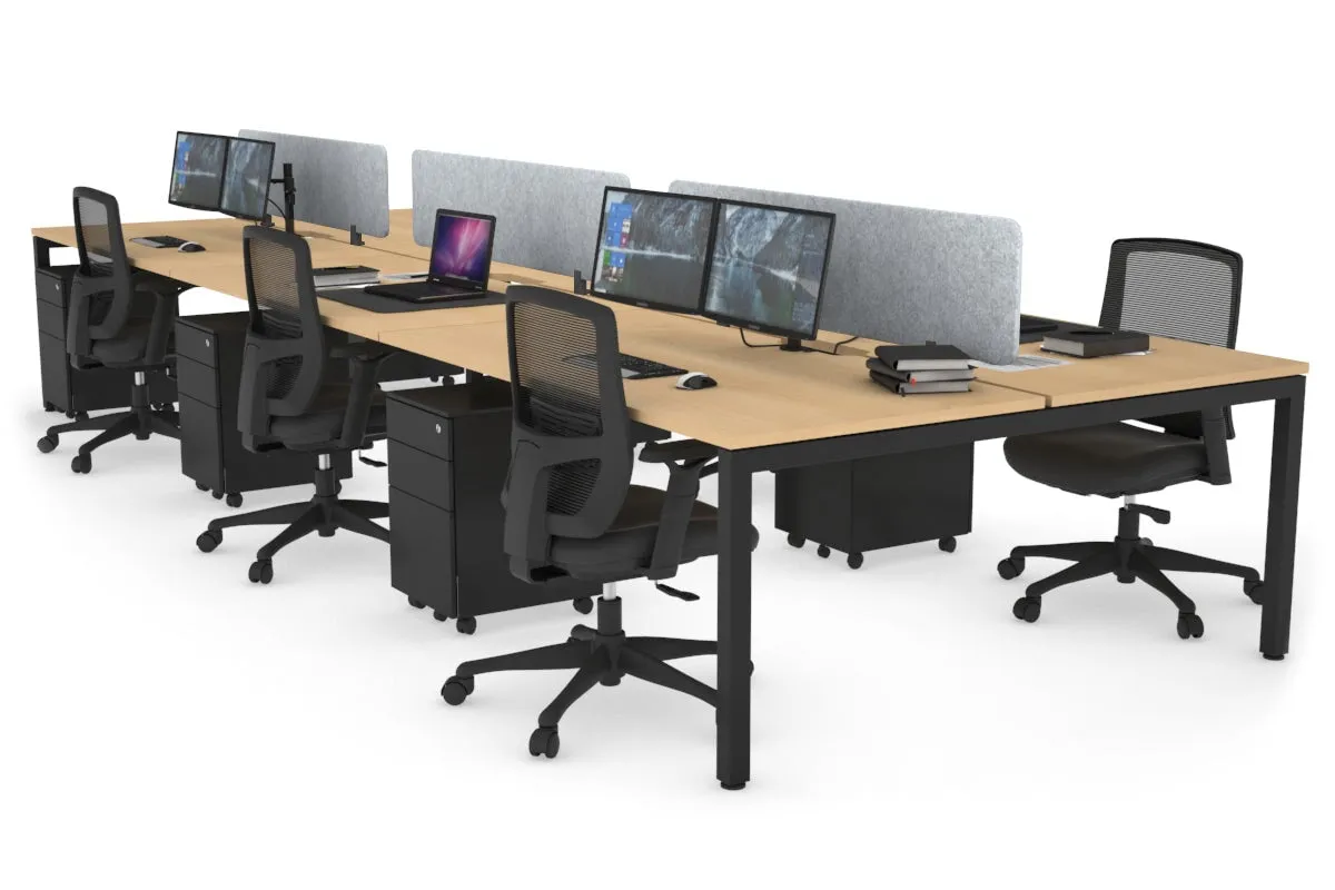 Quadro Square Legs 6 Person Office Workstation [1800L x 800W with Cable Scallop]