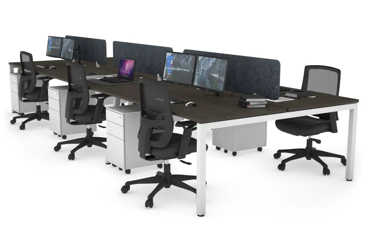 Quadro Square Legs 6 Person Office Workstation [1800L x 800W with Cable Scallop]