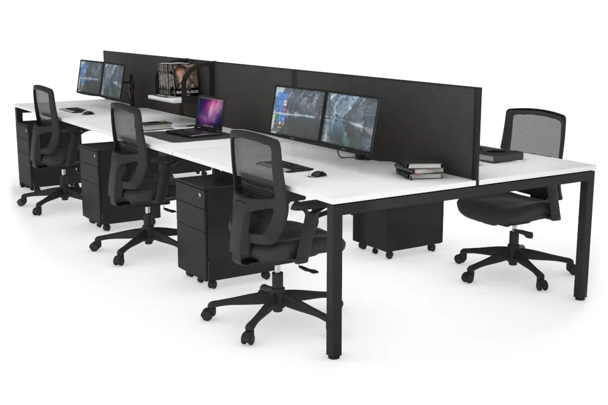 Quadro Square Legs 6 Person Office Workstation [1800L x 800W with Cable Scallop]