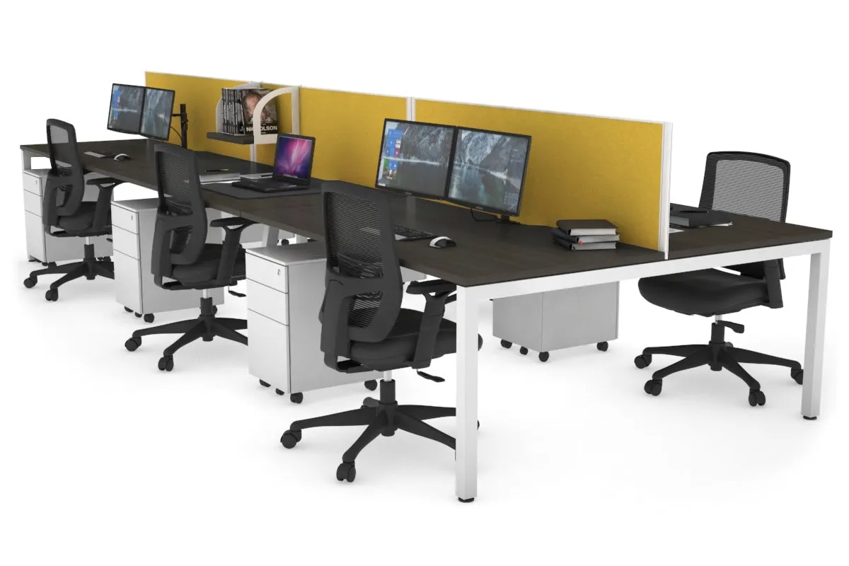 Quadro Square Legs 6 Person Office Workstation [1800L x 800W with Cable Scallop]