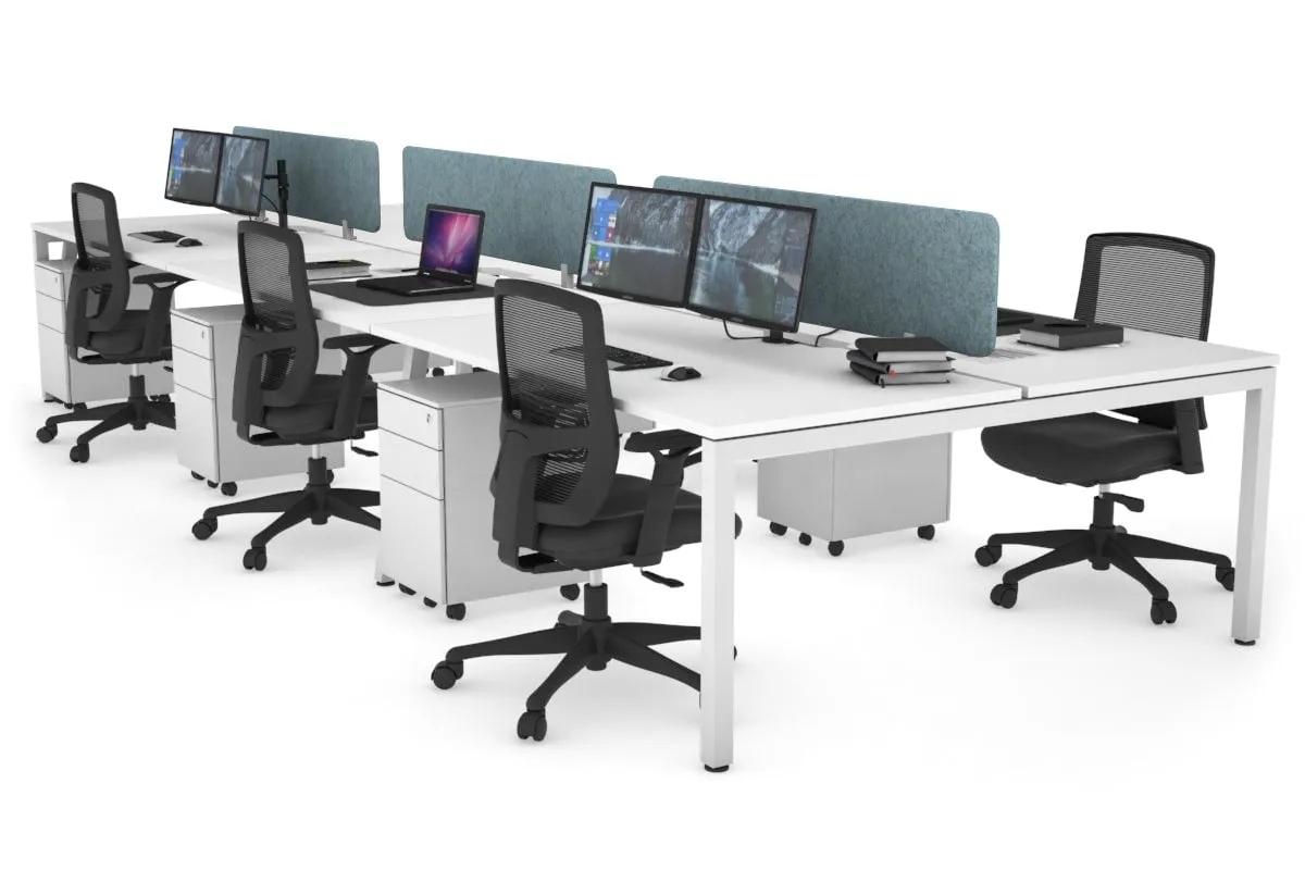 Quadro Square Legs 6 Person Office Workstation [1800L x 800W with Cable Scallop]