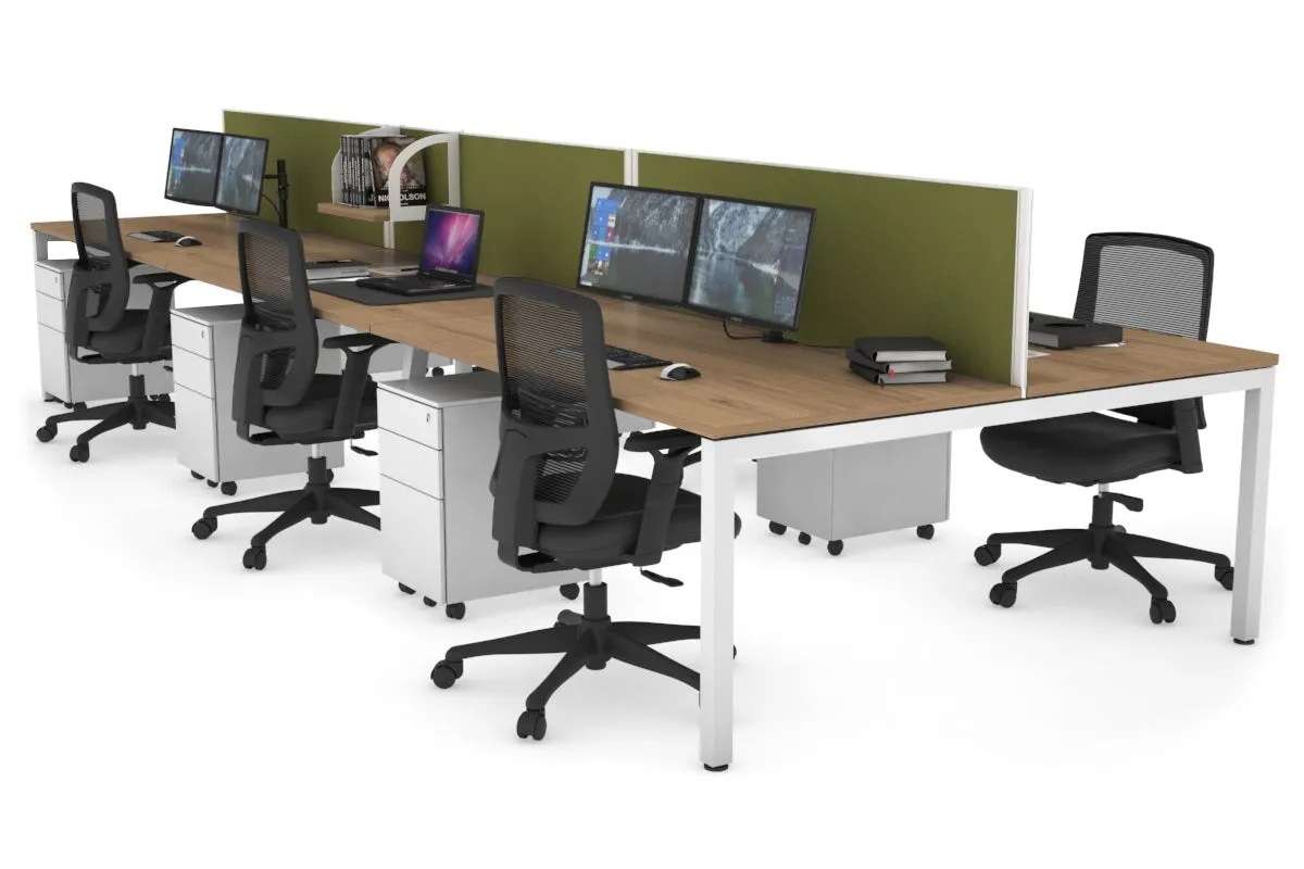 Quadro Square Legs 6 Person Office Workstation [1800L x 800W with Cable Scallop]