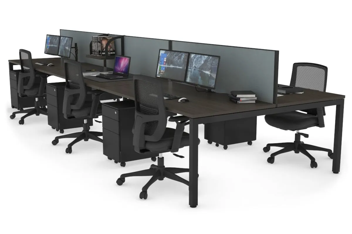 Quadro Square Legs 6 Person Office Workstation [1800L x 800W with Cable Scallop]