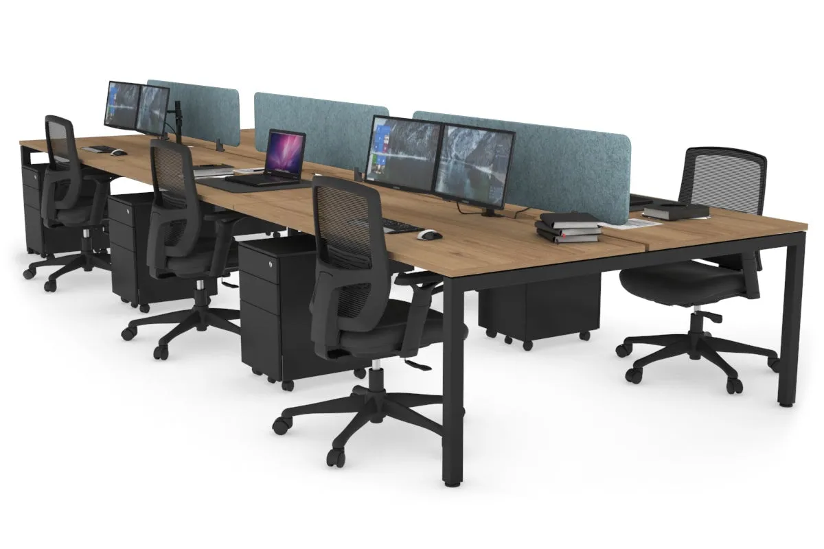 Quadro Square Legs 6 Person Office Workstation [1800L x 800W with Cable Scallop]