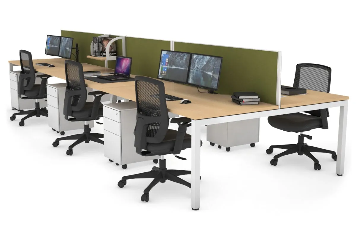 Quadro Square Legs 6 Person Office Workstation [1800L x 800W with Cable Scallop]