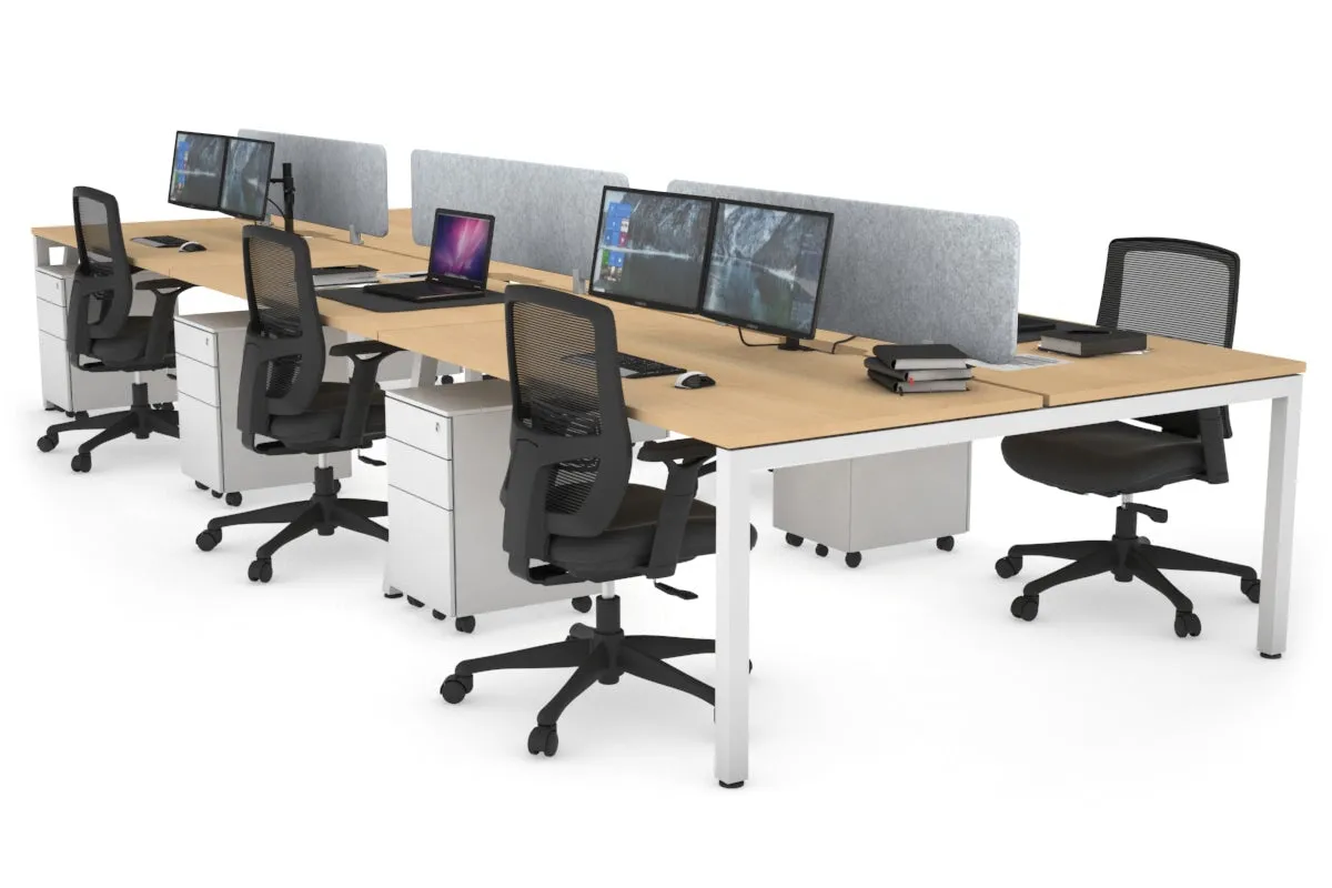 Quadro Square Legs 6 Person Office Workstation [1800L x 800W with Cable Scallop]