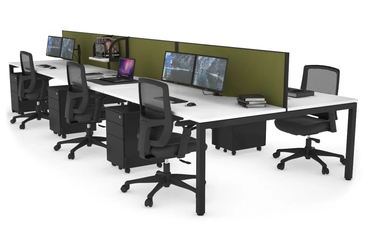 Quadro Square Legs 6 Person Office Workstation [1800L x 800W with Cable Scallop]