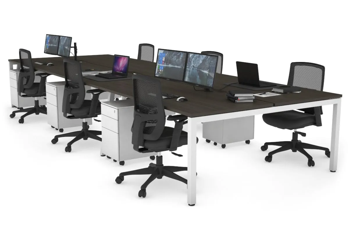 Quadro Square Legs 6 Person Office Workstation [1800L x 800W with Cable Scallop]