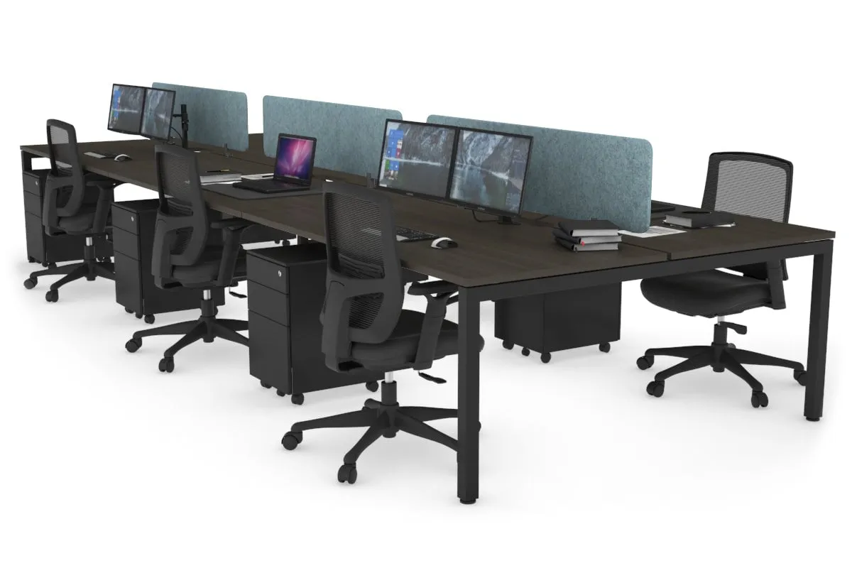 Quadro Square Legs 6 Person Office Workstation [1800L x 800W with Cable Scallop]