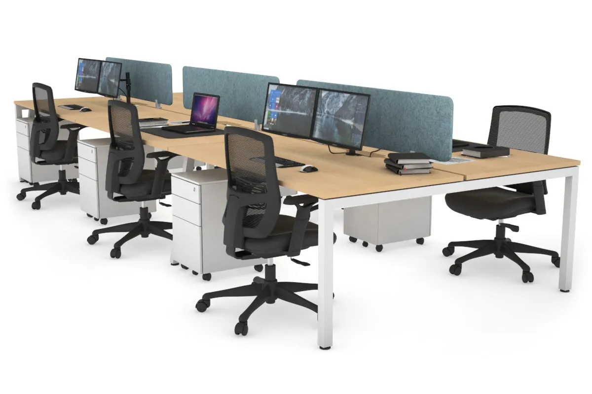 Quadro Square Legs 6 Person Office Workstation [1800L x 800W with Cable Scallop]