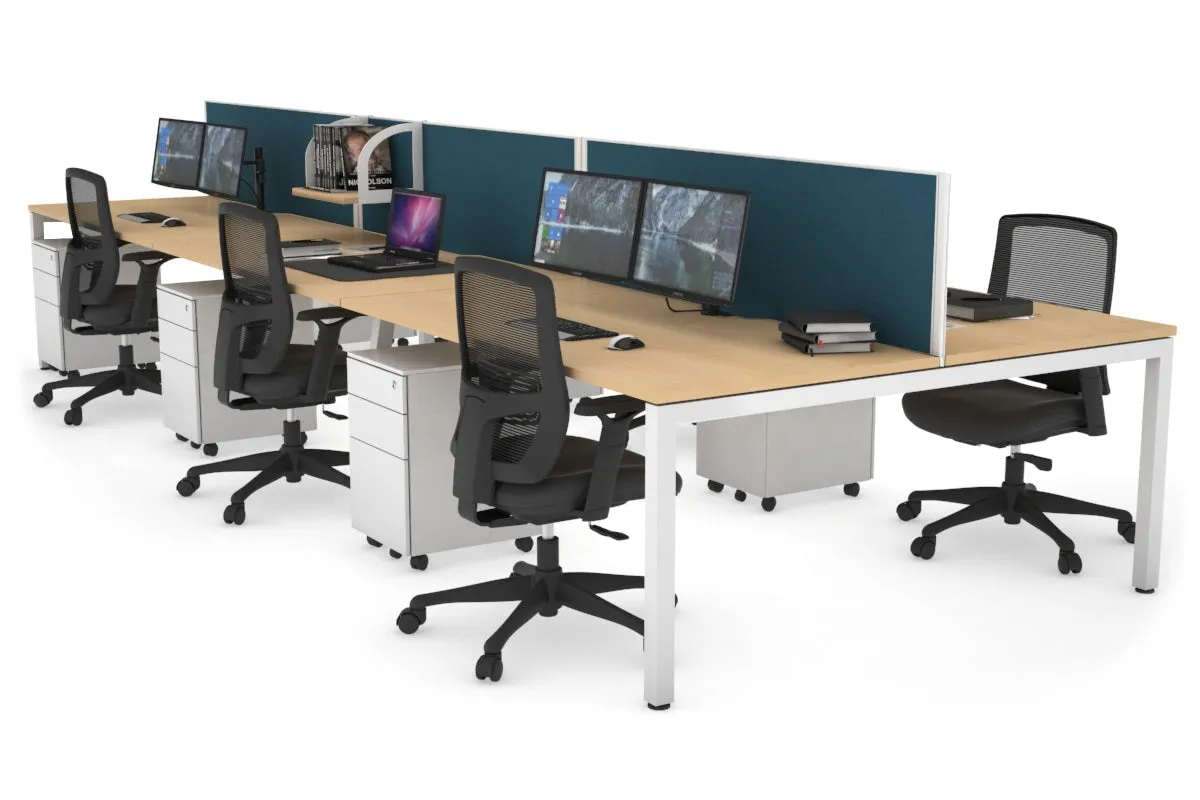 Quadro Square Legs 6 Person Office Workstation [1800L x 800W with Cable Scallop]