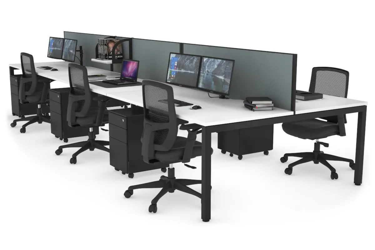 Quadro Square Legs 6 Person Office Workstation [1800L x 800W with Cable Scallop]