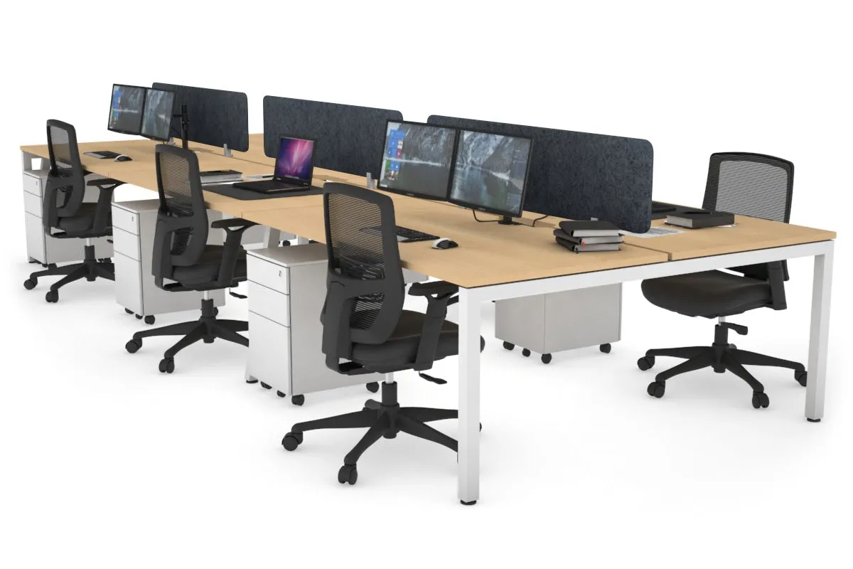 Quadro Square Legs 6 Person Office Workstation [1800L x 800W with Cable Scallop]