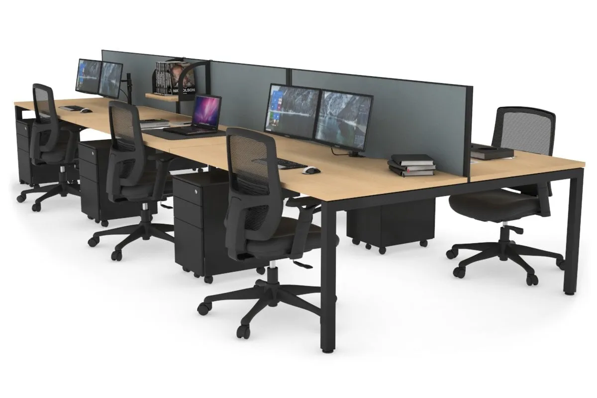 Quadro Square Legs 6 Person Office Workstation [1800L x 800W with Cable Scallop]