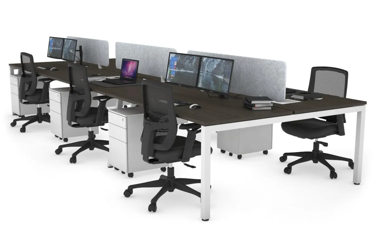 Quadro Square Legs 6 Person Office Workstation [1800L x 800W with Cable Scallop]