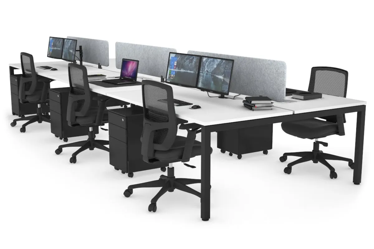 Quadro Square Legs 6 Person Office Workstation [1800L x 800W with Cable Scallop]