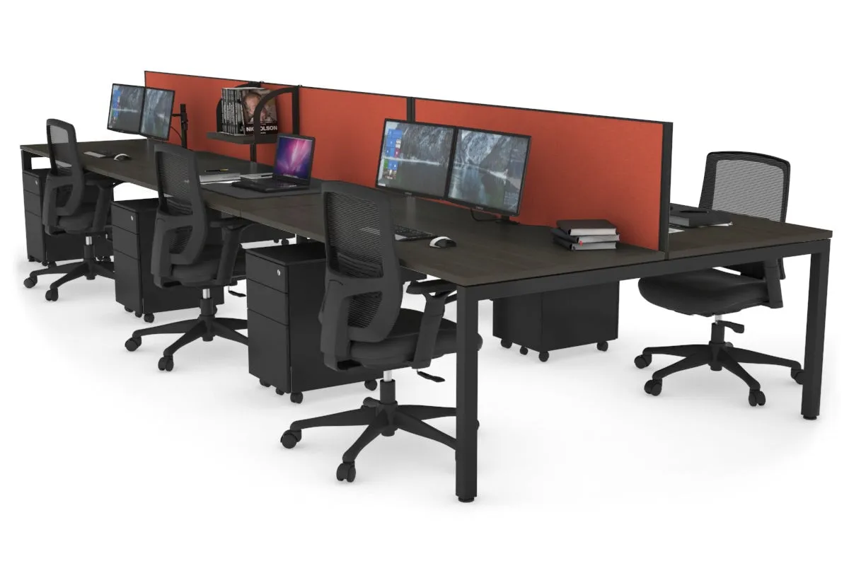 Quadro Square Legs 6 Person Office Workstation [1800L x 800W with Cable Scallop]